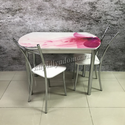 Стол обеденный Европа (Фотопечать Розовый цветок)