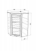 Шкаф верхний угловой высокий со стеклом ВВУС600 кухня Агава (Антрацит)